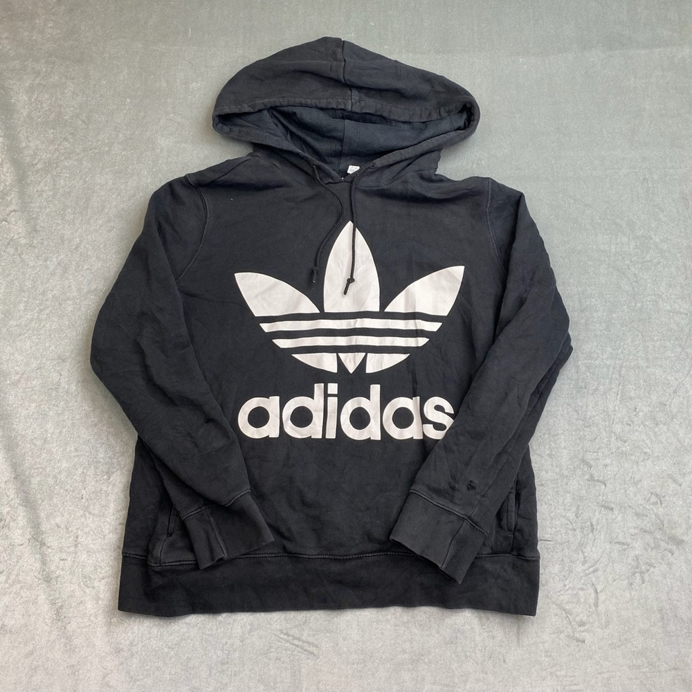 Adidas Originals Trefoil Hoodie Black ‎ Pullover Mens Large